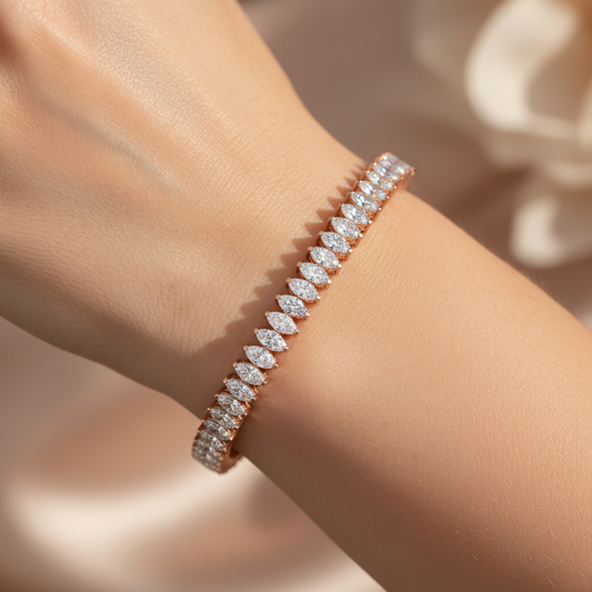 Rose Gold Marquise Diamond Tennis Bracelet