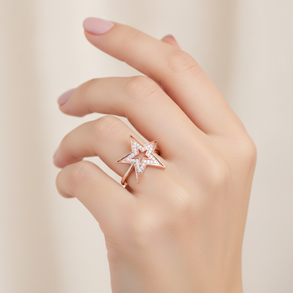 Classy Star Band In 925 Sterling Silver - Fifteen