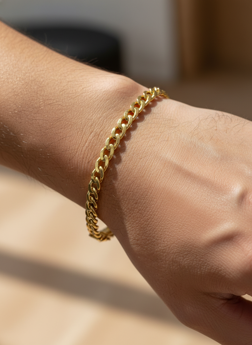 Cuban Link Chain Bracelet With Lobster Clasp 6Mm Wide 8 Inch Length - Three