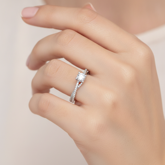 Fantasia Solitaire Ring In 925 Sterling Silver - Fourteen
