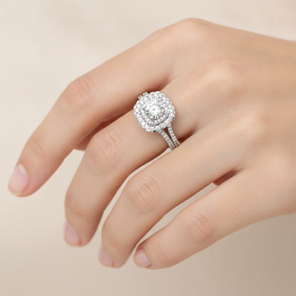 Prolific Halo Ring In 925 Sterling Silver - Fourteen