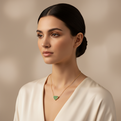 Emerald Pav Triangle Pendant Necklace - Two