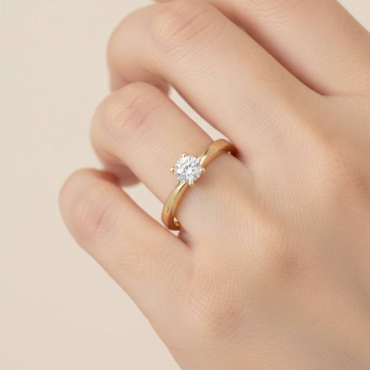 Petrichor Solitaire Ring In 925 Sterling Silver - Fourteen