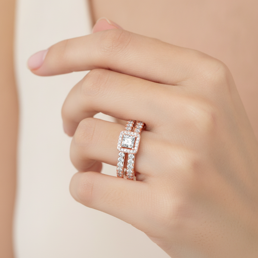 Sempiternal Bridal Ring Set In 925 Sterling Silver - Fourteen