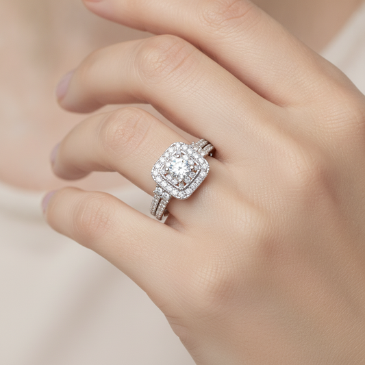 Shine On Halo Ring In 925 Sterling Silver - Fourteen