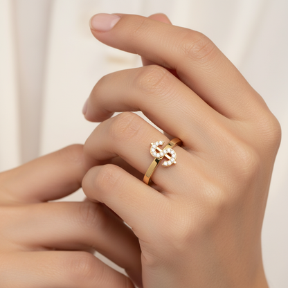 Diamond Dollar Sign Statement Ring - Two