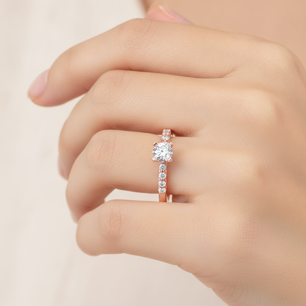 Opulent Solitaire Ring In 925 Sterling Silver - Fourteen