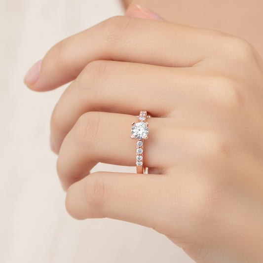 Opulent Solitaire Ring In 925 Sterling Silver - Fourteen