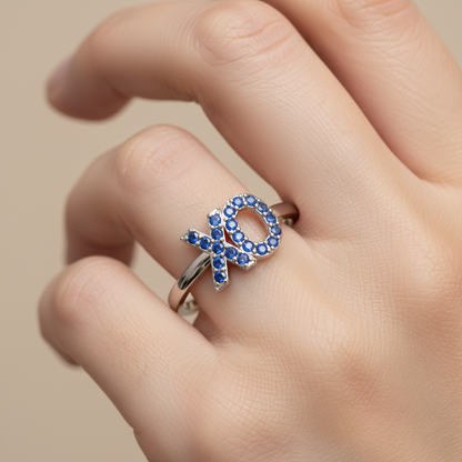 Blue Sapphire Xo Hugs And Kisses Ring - Two