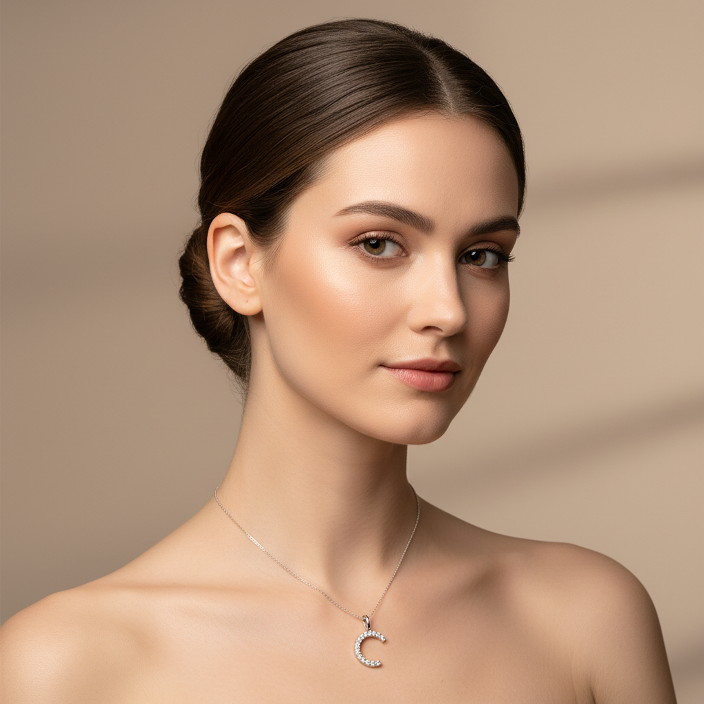 Rose Gold Diamond Letter C Initial Pendant Charm