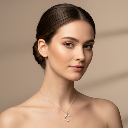 Rose Gold Diamond Letter C Initial Pendant Charm