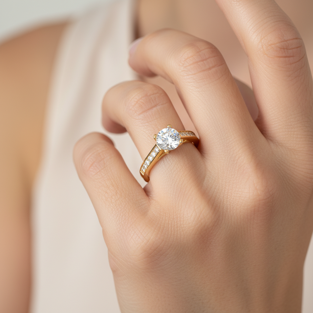 Yellow Gold Round Diamond Wedding Ring