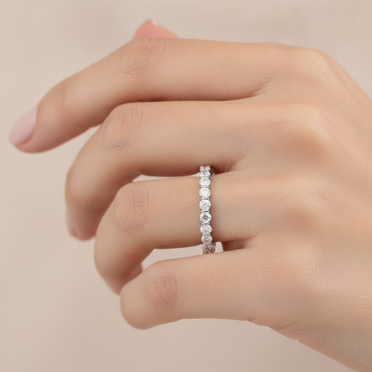 Genuine Spark Eternity Band In 925 Sterling Silver - Fourteen