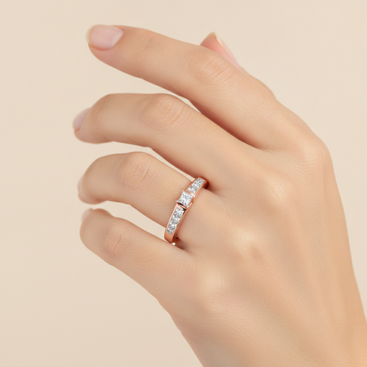 Burning Solitaire Ring In 925 Sterling Silver - Fourteen