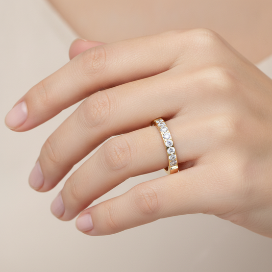 Hapop Half Eternity Band In 925 Sterling Silver - Fourteen