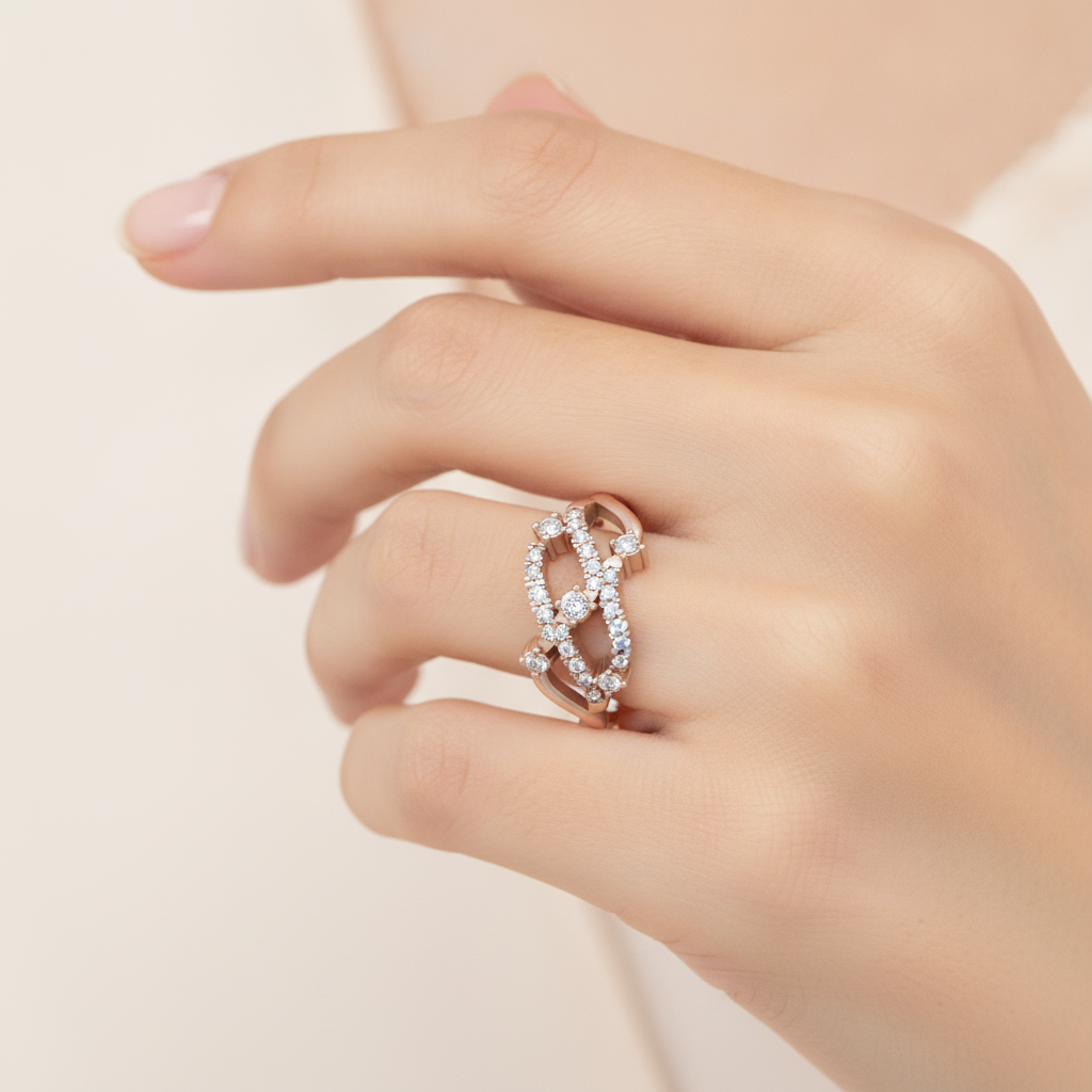 Bubble Diamond Band In 925 Sterling Silver - Fifteen