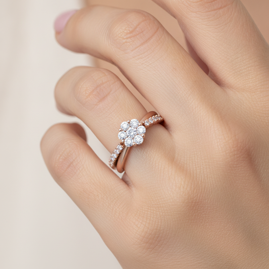 Floral Doom Ring In 925 Sterling Silver - Fourteen