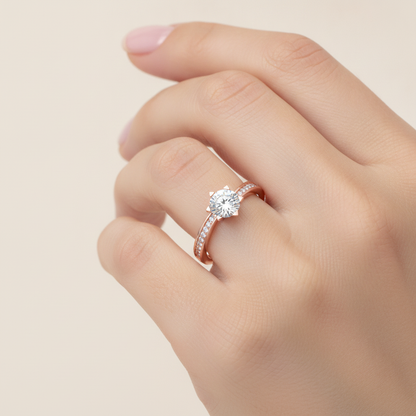Resplendent Solitaire Ring In 925 Sterling Silver - Fourteen