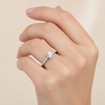 Apt Solitaire Ring In 925 Sterling Silver - Fourteen