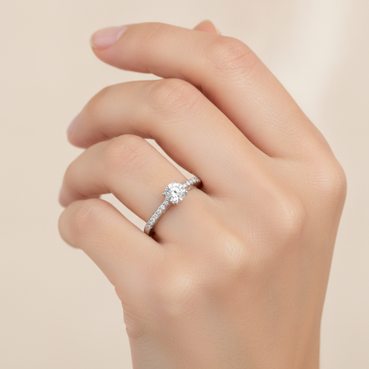 Apt Solitaire Ring In 925 Sterling Silver - Fourteen