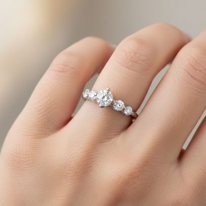 White Gold Diamond Wedding Solitaire Modern Ring