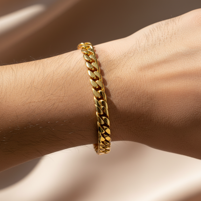 Gold Miami Cuban Bracelet For Men Bold Luxury Wrist Chain - Three