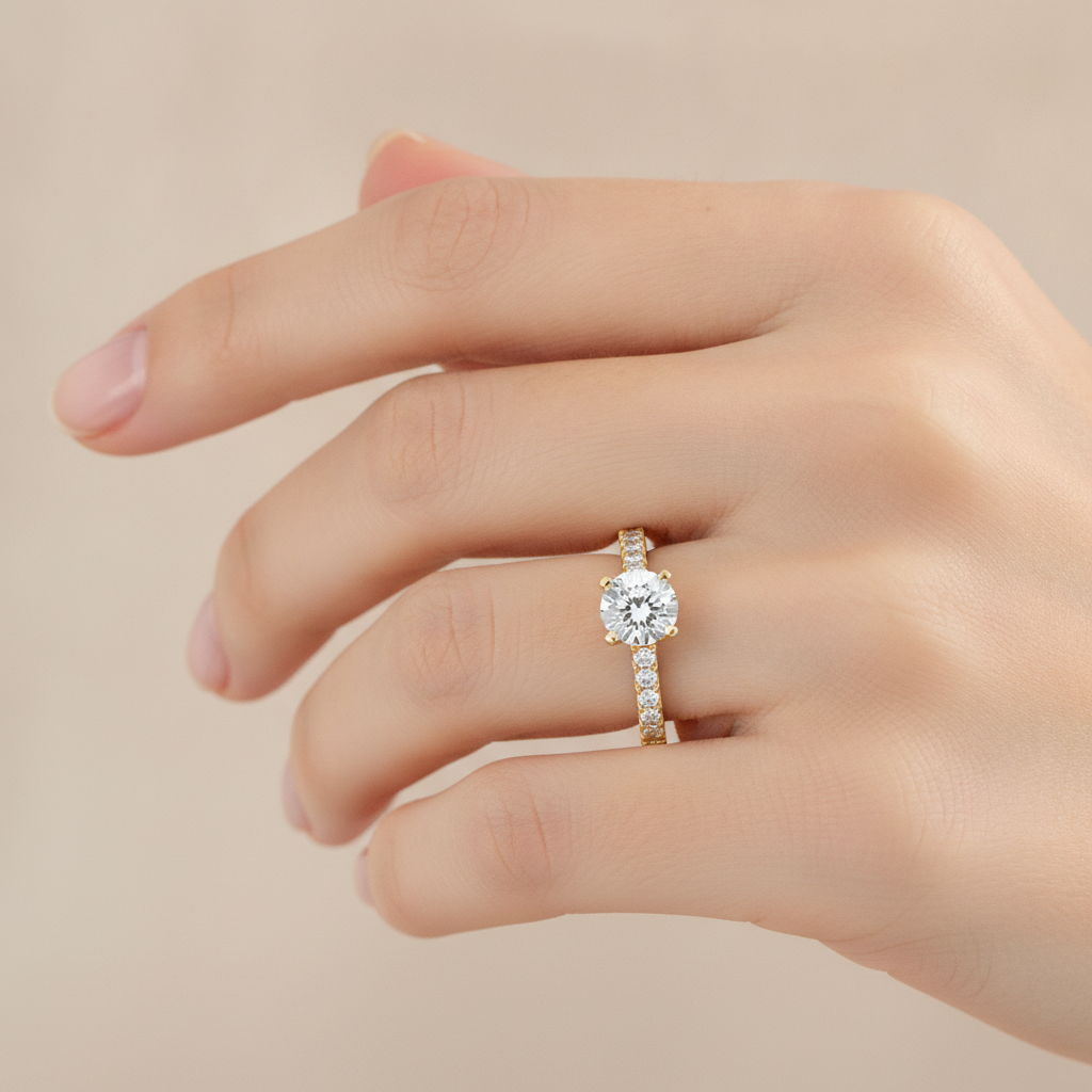 Impressive Solitaire Ring In 925 Sterling Silver - Fourteen