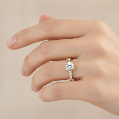 Impressive Solitaire Ring In 925 Sterling Silver - Fourteen