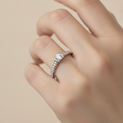 The Bonita Single Stone Ring In 925 Sterling Silver - Fourteen