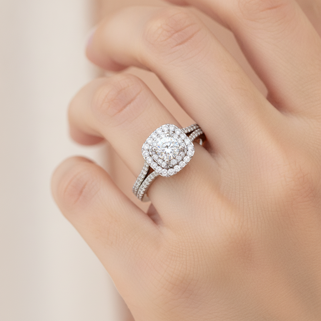 The Admirable Halo Ring In 925 Sterling Silver - Fourteen