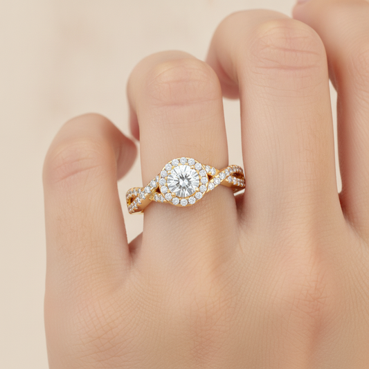 Soft Halo Ring In 925 Sterling Silver - Fourteen