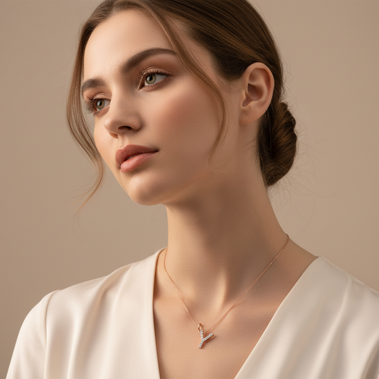 Rose Gold Diamond Initial Y Letter Pendant Charm
