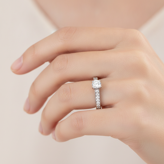 Appropriate Solitaire Ring In 925 Sterling Silver - Fourteen