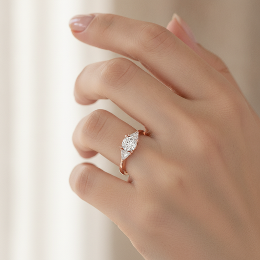 Sparking Tri Stone Ring In 925 Sterling Silver - Fourteen