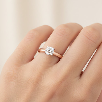 2 Ct Round Moissanite Four Prong Solitaire Ring – 925 Sterling Silver Engagement Ring