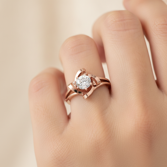 Floral Fiesta Solitaire Ring In 925 Sterling Silver - Fourteen
