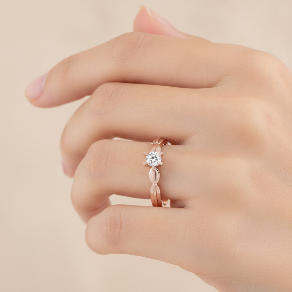 Amazing Hoop Solitaire Ring In 925 Sterling Silver - Fourteen