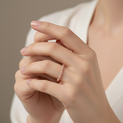 Rose Gold Twisted Rope Stackable Ring - Two