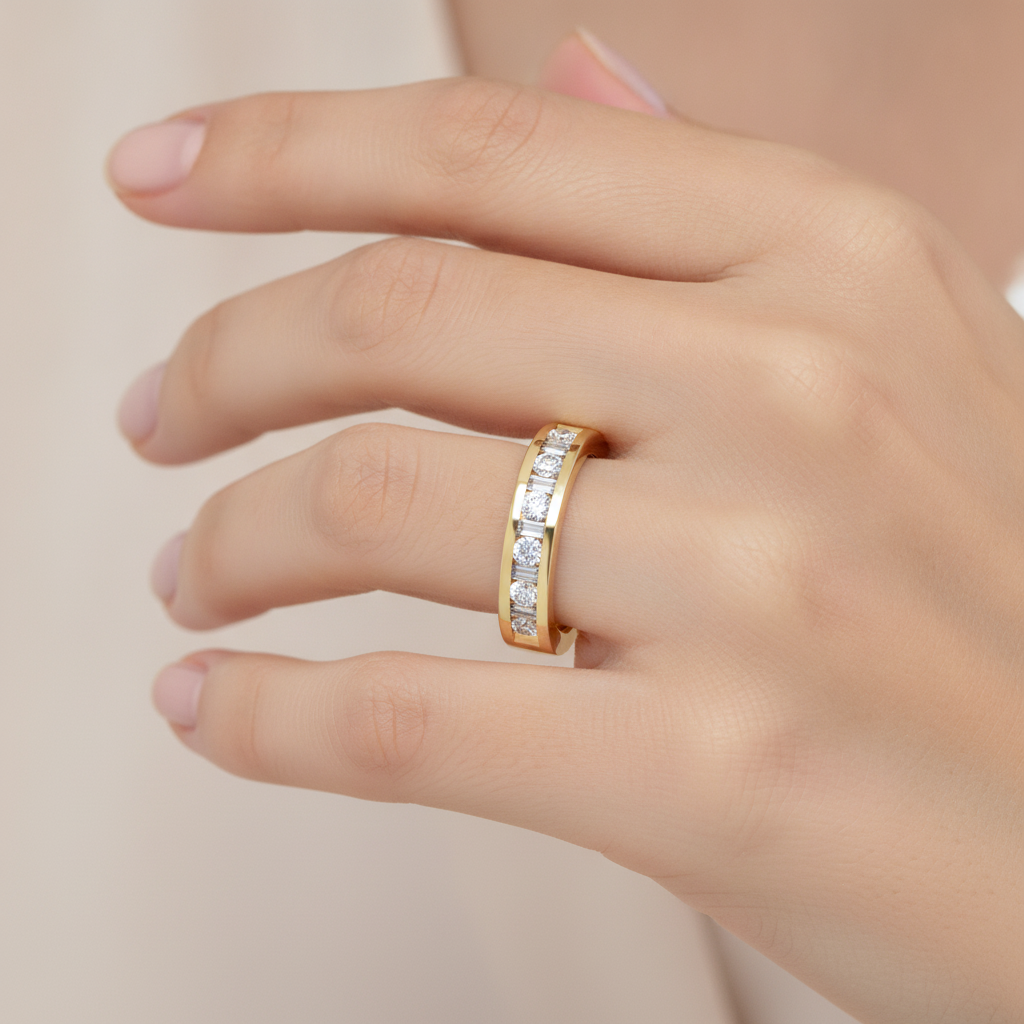 Frangtic Half Eternity Band In 925 Sterling Silver - Fourteen