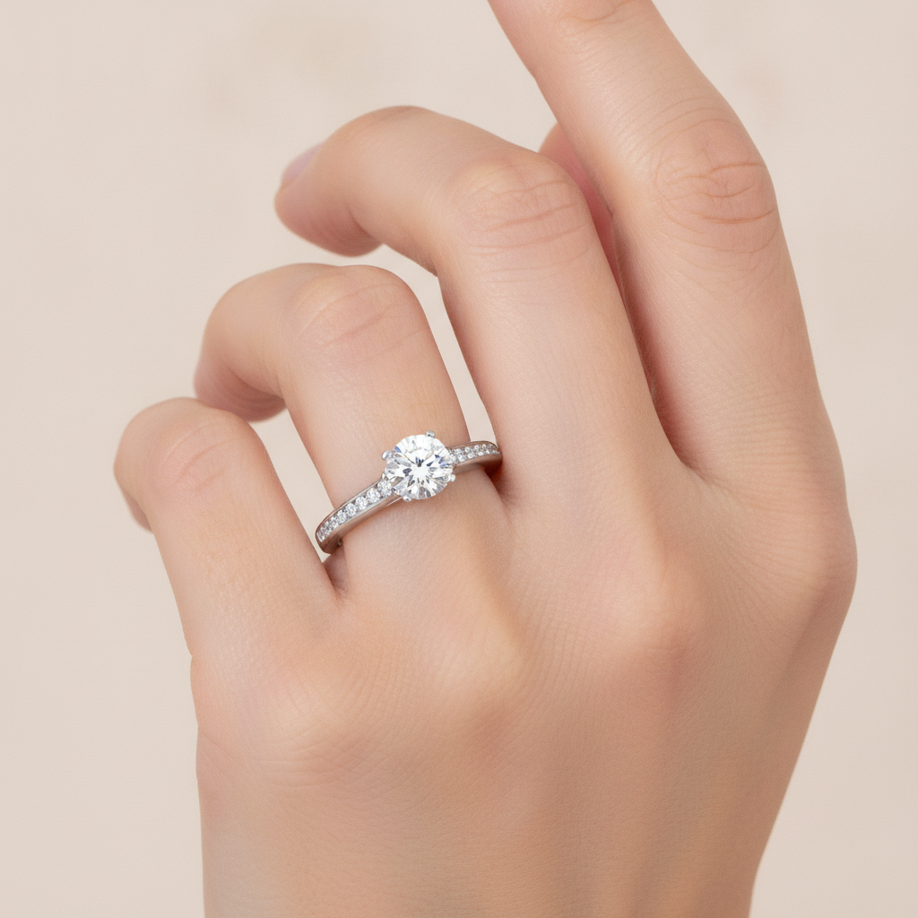 Wonderful Solitaire Ring In 925 Sterling Silver - Fourteen