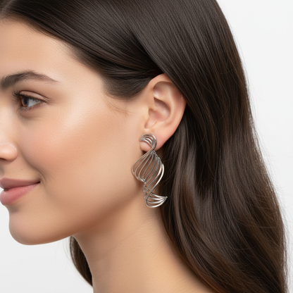 Spiral Twist Drop Earrings In Gold - Ten