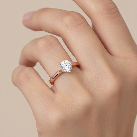 Lilt Solitaire Ring In 925 Sterling Silver - Fourteen