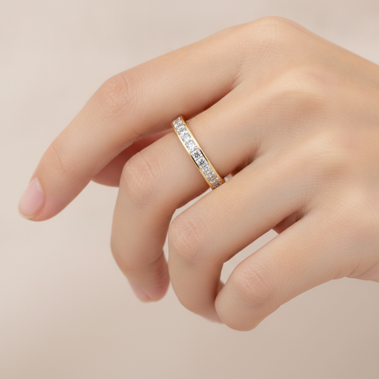 Serene Half Eternity Band In 925 Sterling Silver - Fourteen