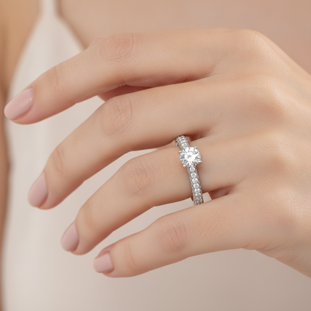 The Idealistic Single Stone Ring In 925 Sterling Silver - Fourteen