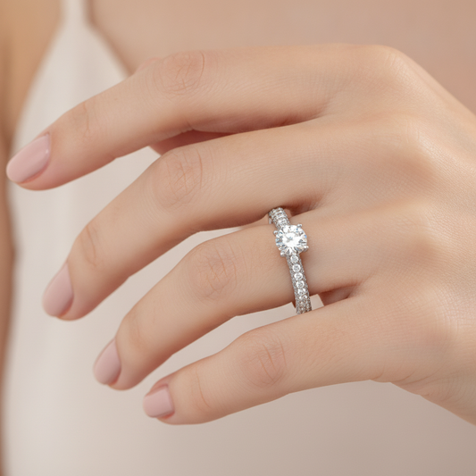 The Idealistic Single Stone Ring In 925 Sterling Silver - Fourteen