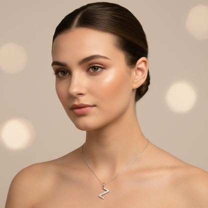 Rose Gold Diamond Letter Z Initial Pendant Charm