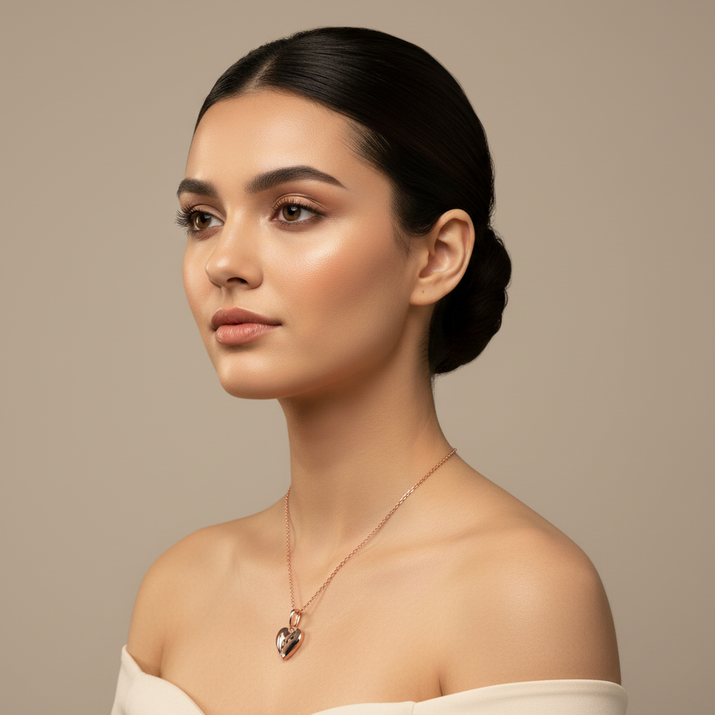 Love Engraved Heart Pendant Necklace With Diamond Accent - Two