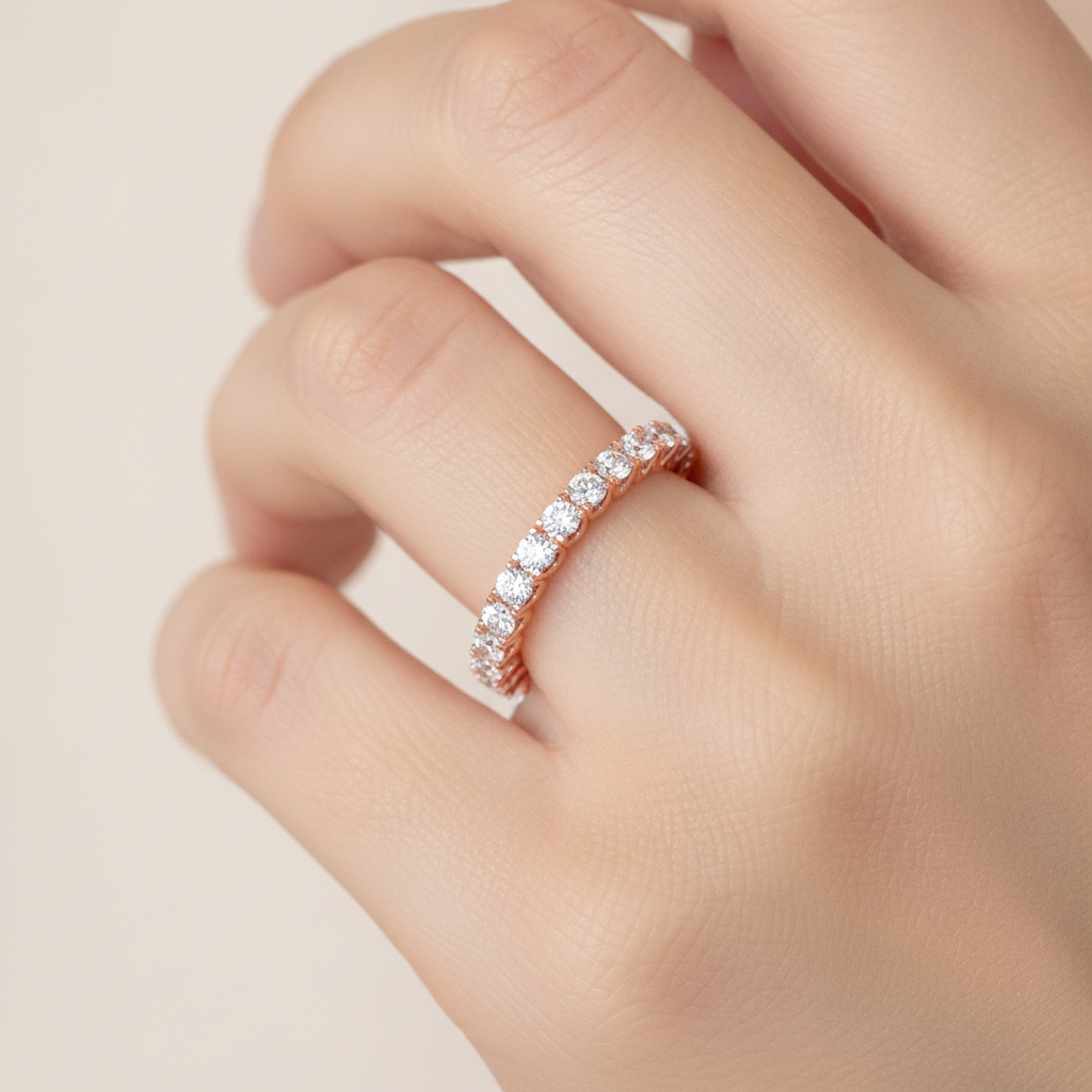 Idyllic Half Eternity Band In 925 Sterling Silver - Fourteen