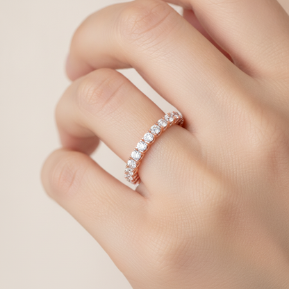 Idyllic Half Eternity Band In 925 Sterling Silver - Fourteen