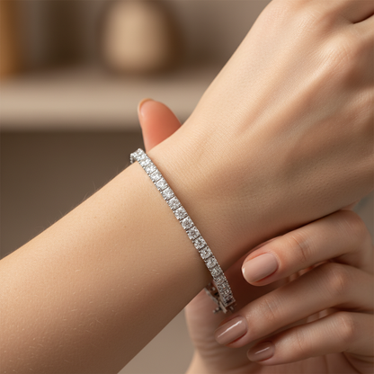 Sterling Silver Round Cut CZ Tennis Bracelet